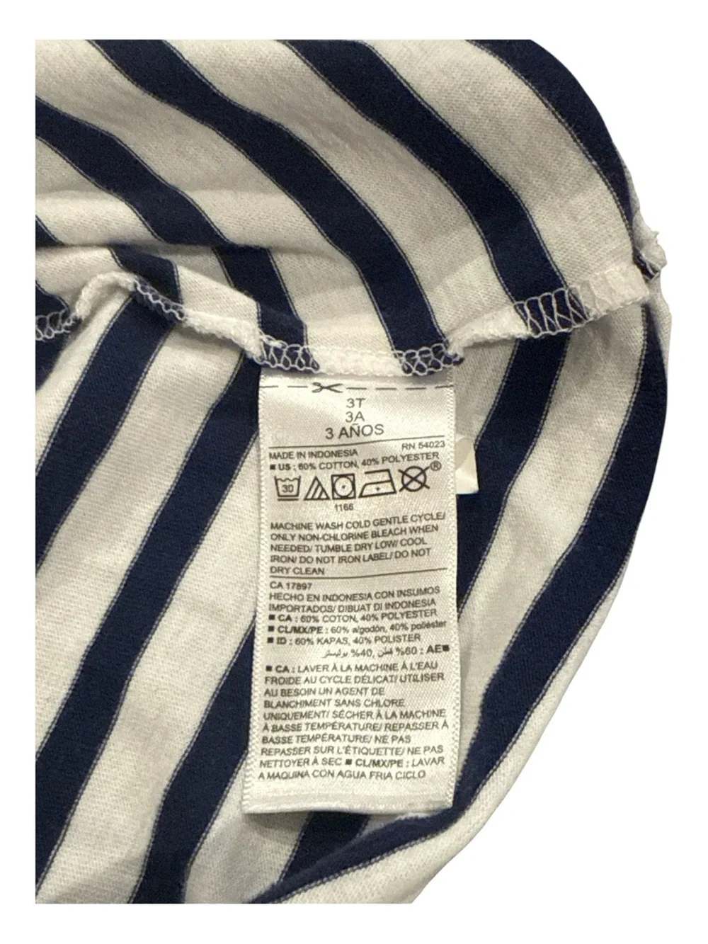 Old Navy Toddler Girls Navy White Stripe Ruffle Off-Shoulder Top Summer Size 3T